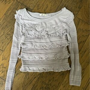 Ruffled Long Sleeve Top - Light Purple